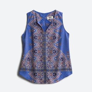 Verse Jory Split V Neck Graphic Top size Large Worn Once Blue with Pink